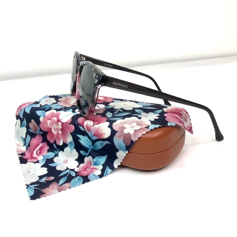 KOMONO Renee Floral Sunglasses Black Pink NEW - Picture 6 of 13